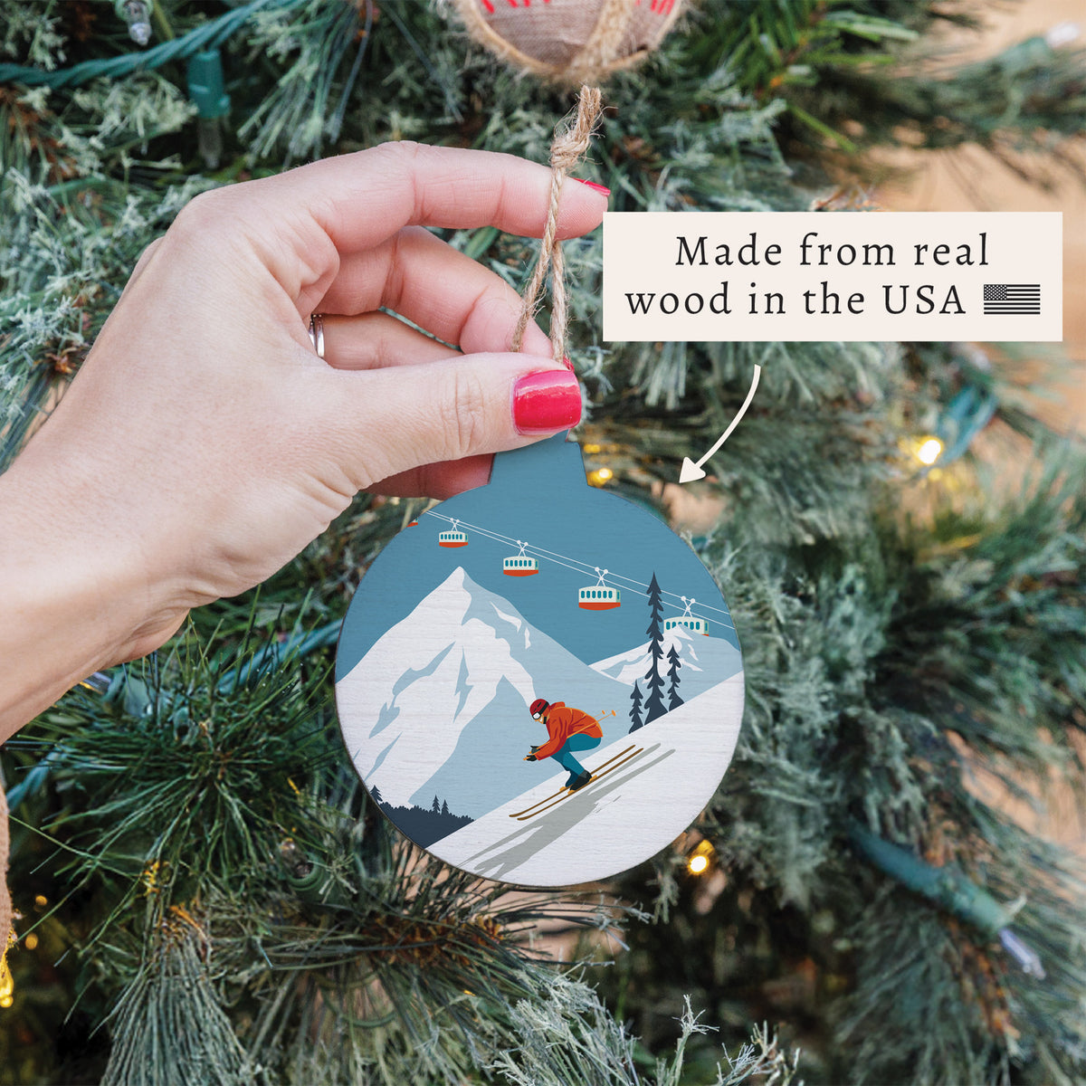 Bluebird Ski Day Ornament
