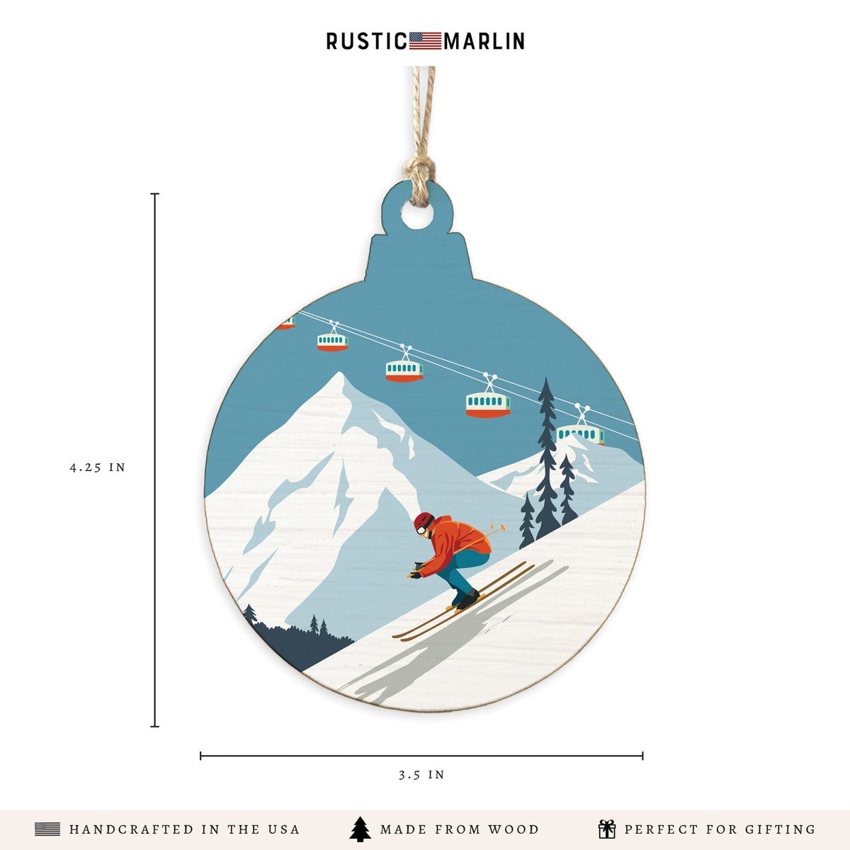 Bluebird Ski Day Ornament