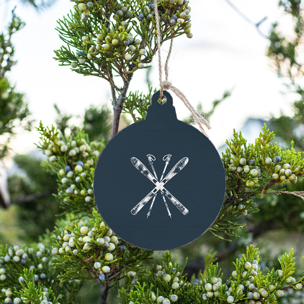 Navy Blue Ski Bulb Ornament