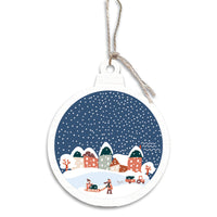 Vintage Snow Globe Village Bulb Ornament
