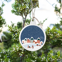 Vintage Snow Globe Village Bulb Ornament