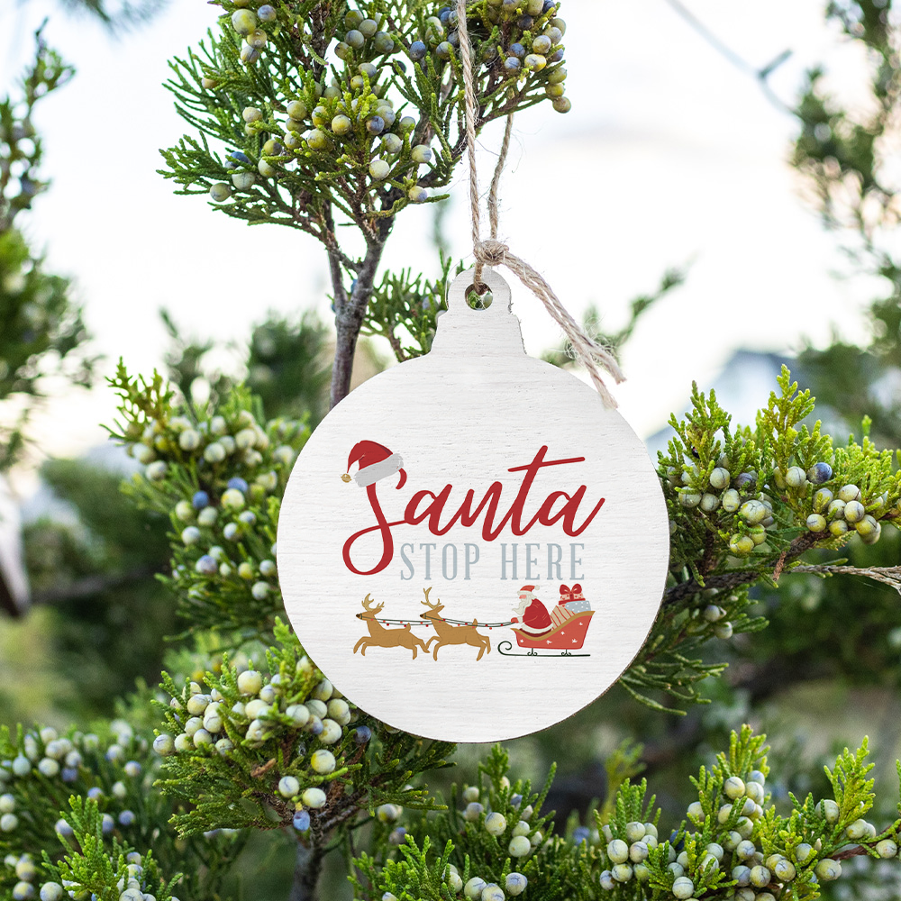 Santa Stop Here Bulb Ornament