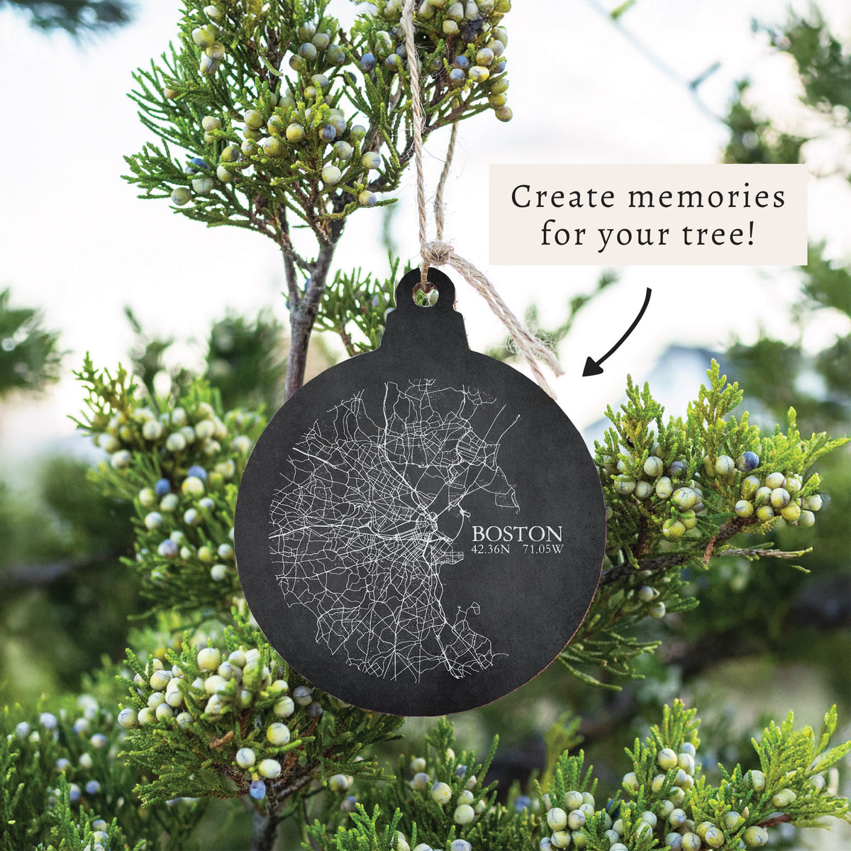 Boston Charcoal City Grid Ornament