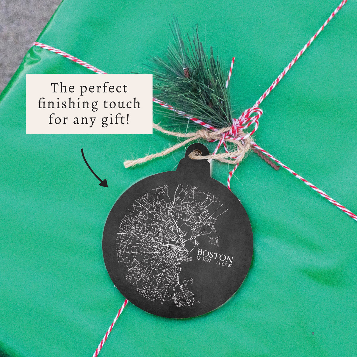 Boston Charcoal City Grid Ornament