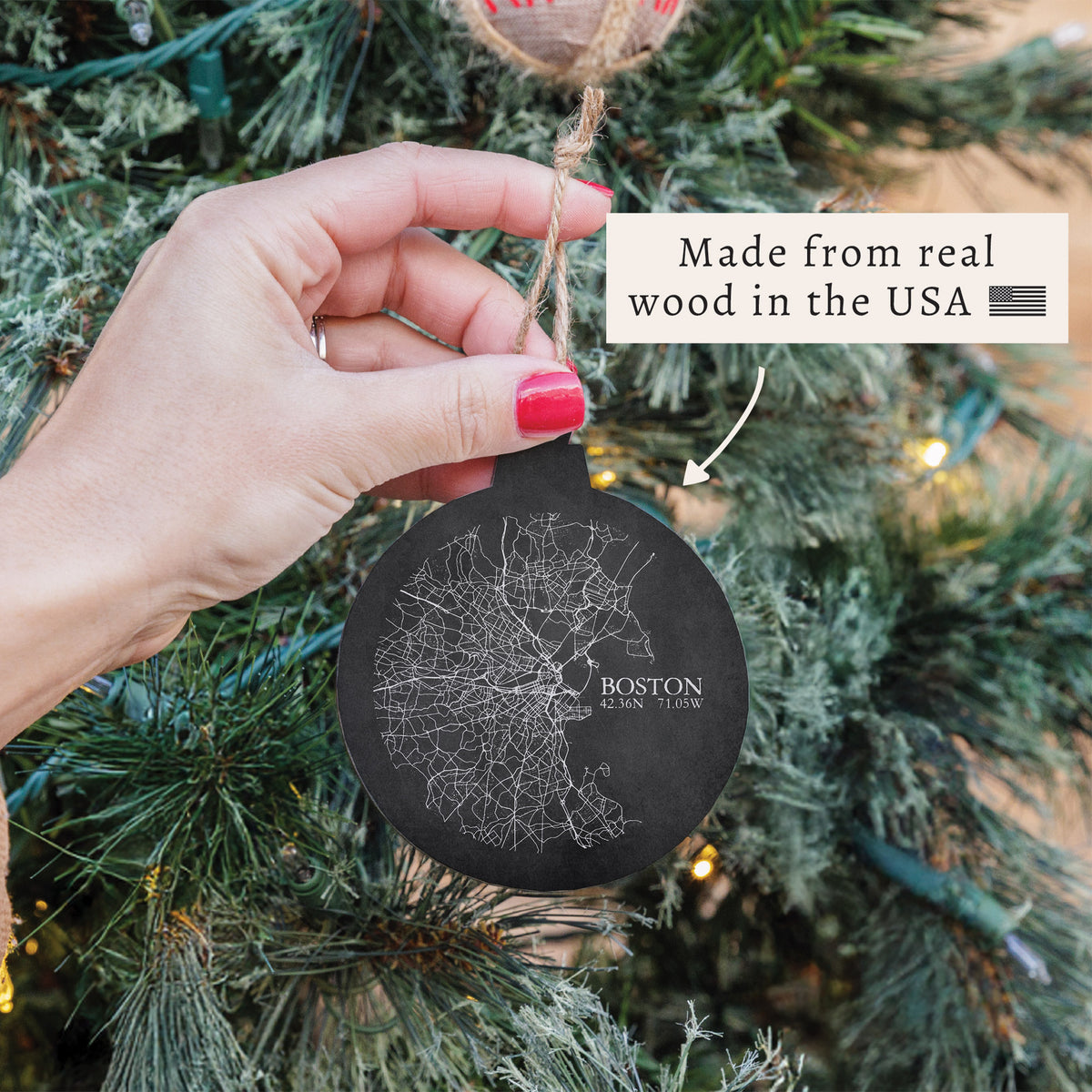 Boston Charcoal City Grid Ornament