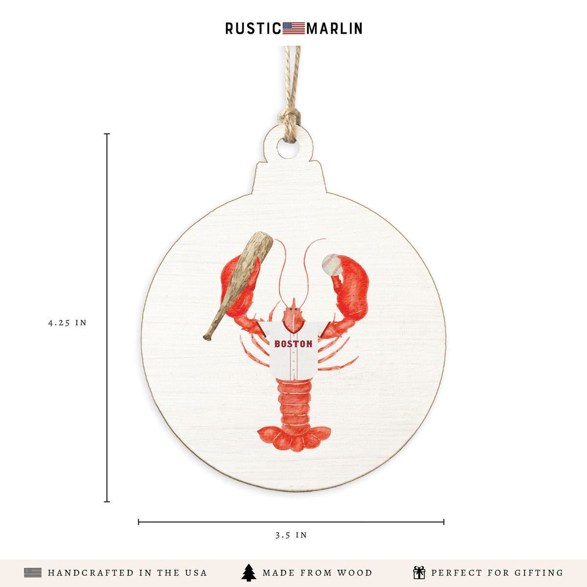 Boston Baseball Lobster Ornament