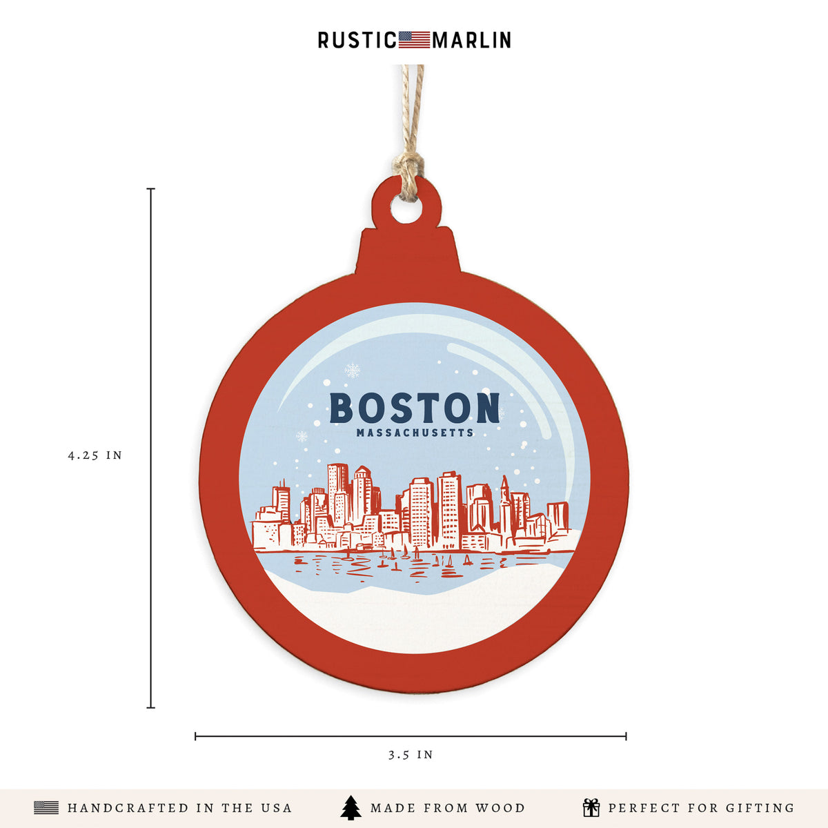 Boston Snow Ornament