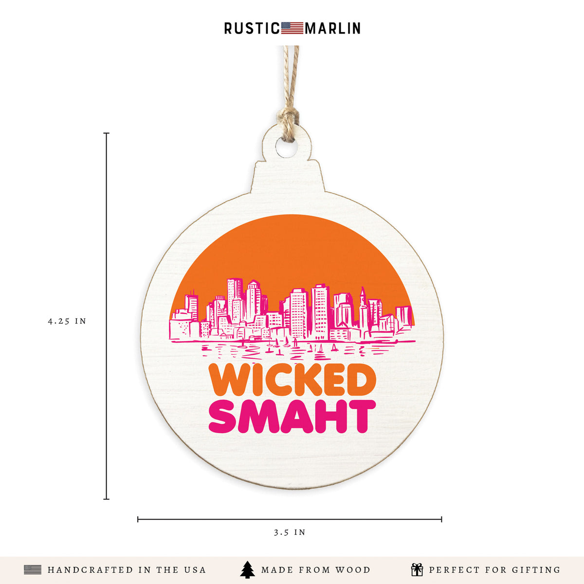 Boston Wicked Smaht Orange And Pink Ornament