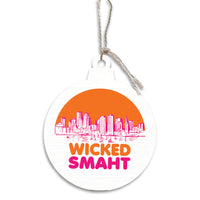 Wicked Smart Boston Orange and Pink Bulb Ornament