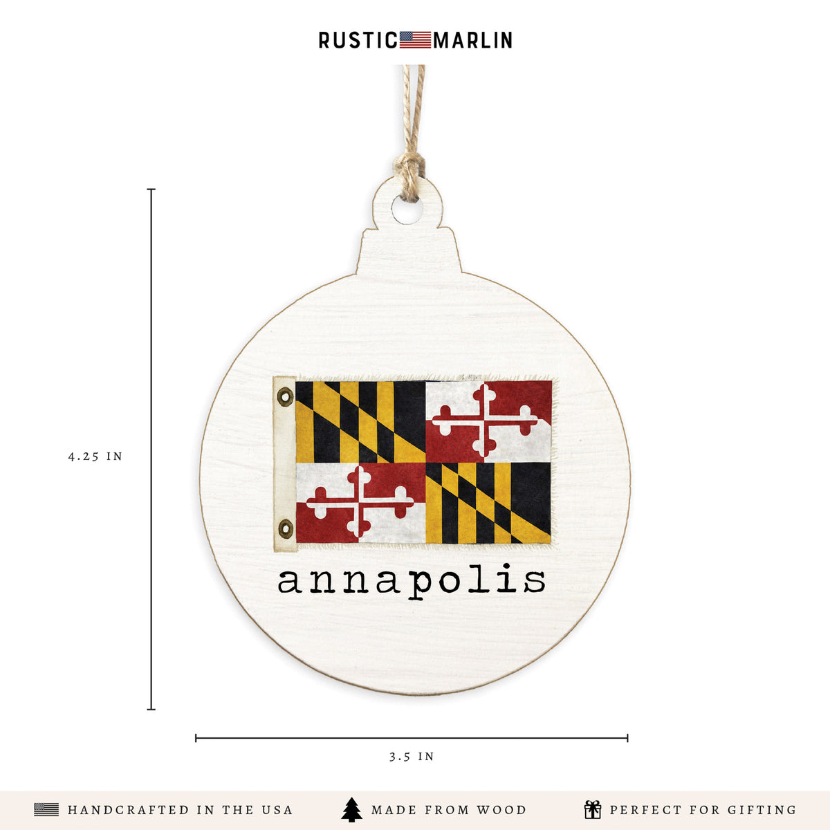 Maryland Vintage Flag Personalized Ornament
