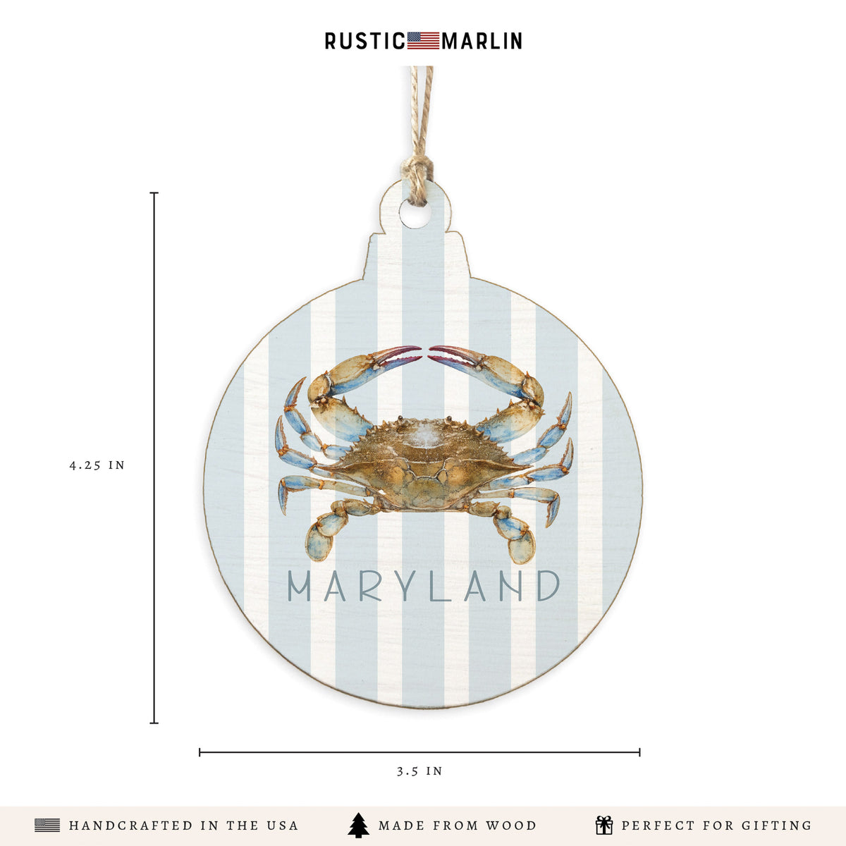 Maryland Striped Crab Personalized Ornament