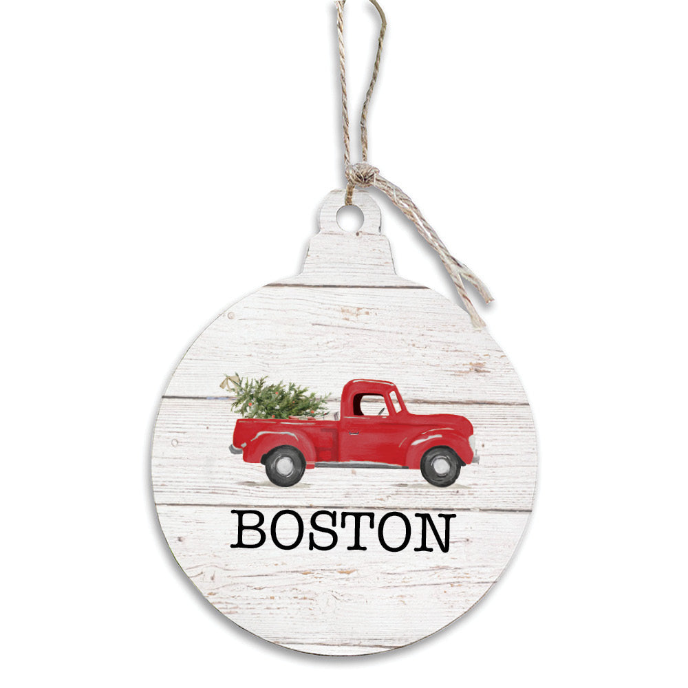 Christmas Tree Truck Personalized Bulb Ornament