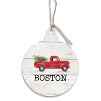 Christmas Tree Truck Personalized Bulb Ornament