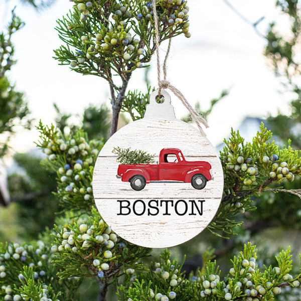 Christmas Tree Truck Personalized Ornament