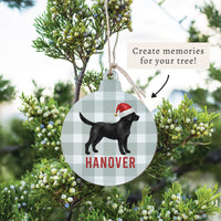 Black Lab Santa Hat Personalized Ornament