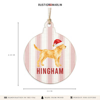 Yellow Lab Santa Hat Personalized Ornament