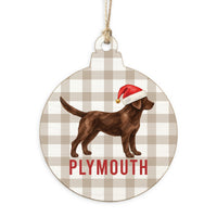 Chocolate Lab Santa Hat Personalized Ornament