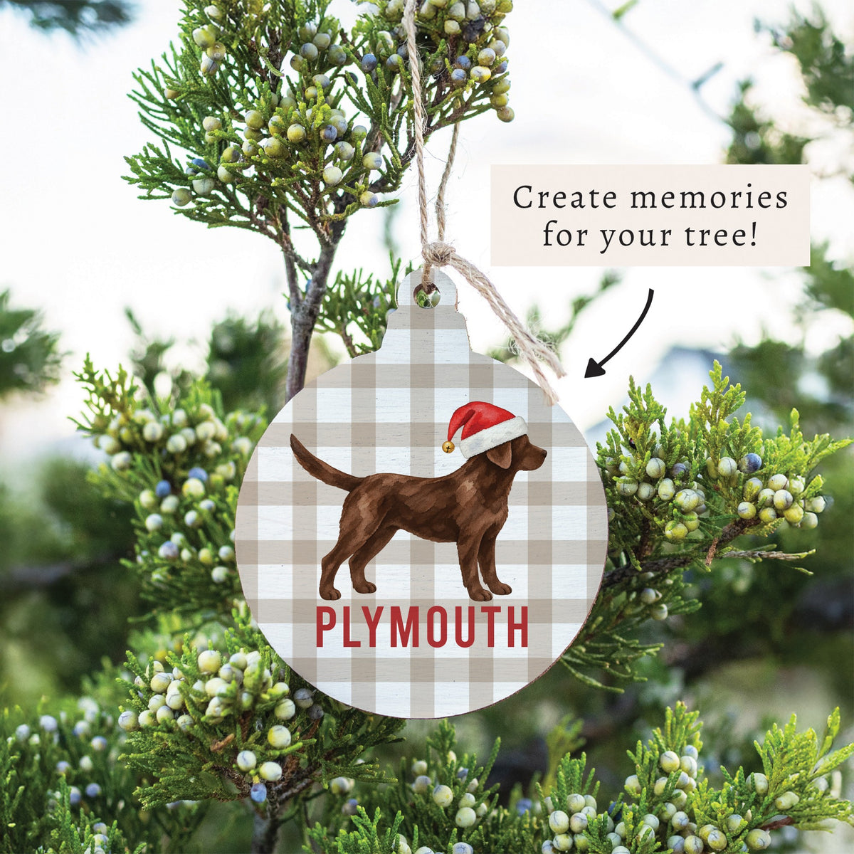 Chocolate Lab Santa Hat Personalized Ornament