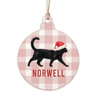 Black Cat Santa Hat Personalized Ornament