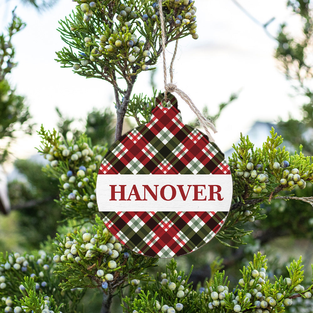 Personalized Plaid Bulb Ornament