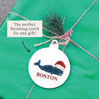 Santa Whale Personalized Ornament