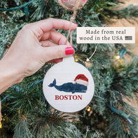 Santa Whale Personalized Ornament