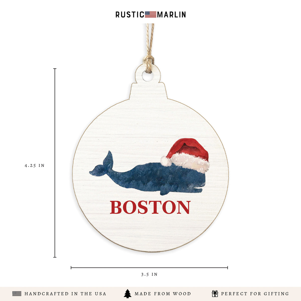 Santa Whale Personalized Ornament