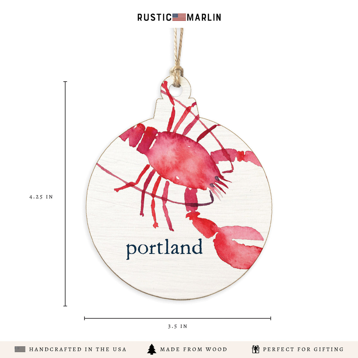Lobster Watercolor Personalized Ornament