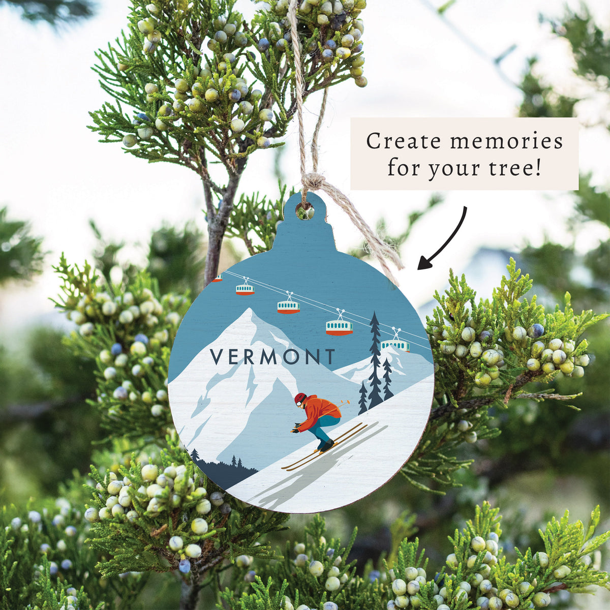 Bluebird Ski Day Personalized Ornament