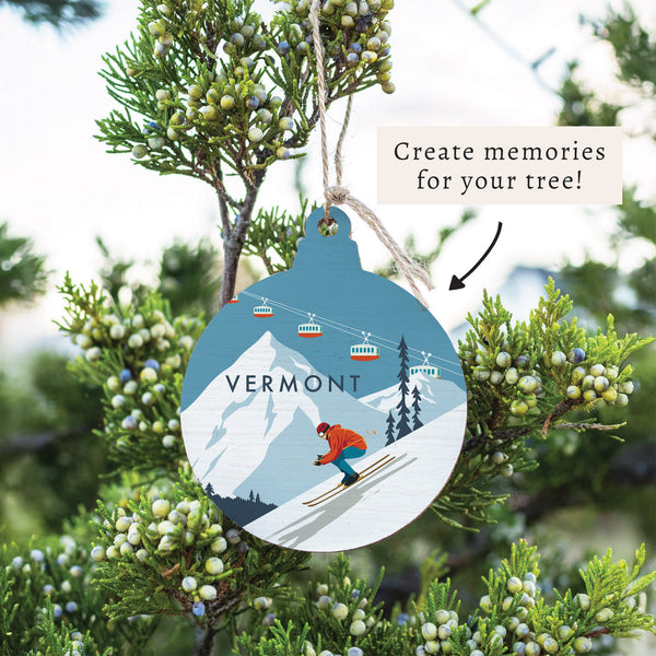 Bluebird Ski Day Personalized Ornament