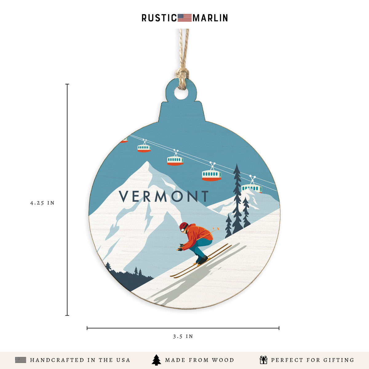 Bluebird Ski Day Personalized Ornament