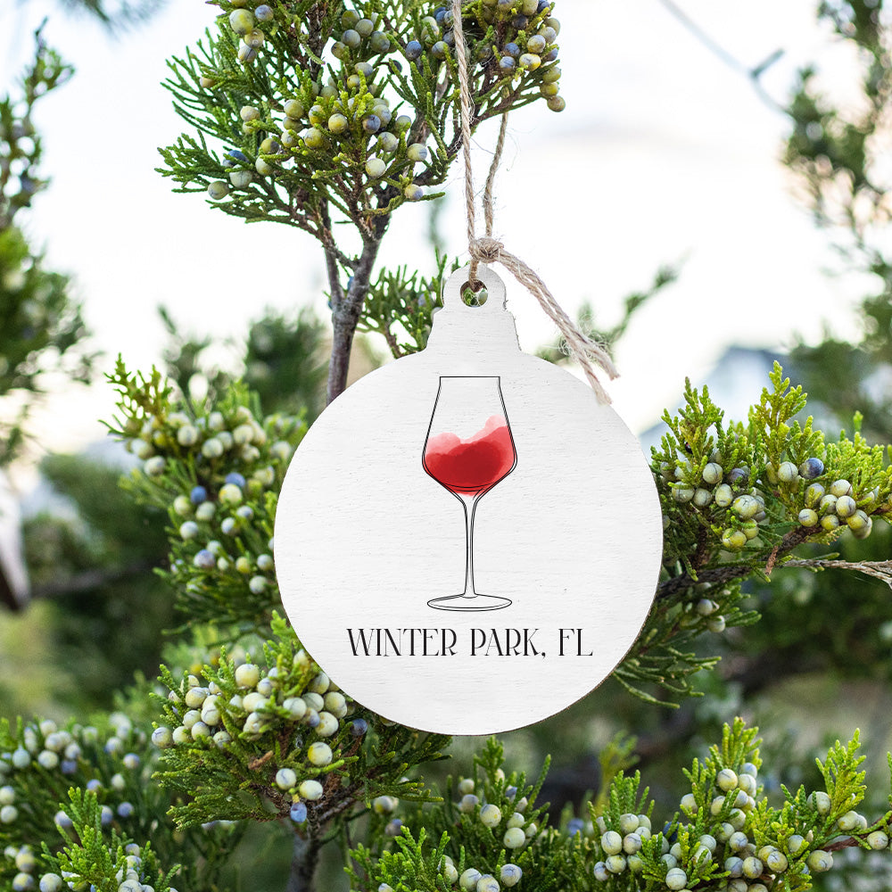 Personalized Wine Glass Bulb Ornament