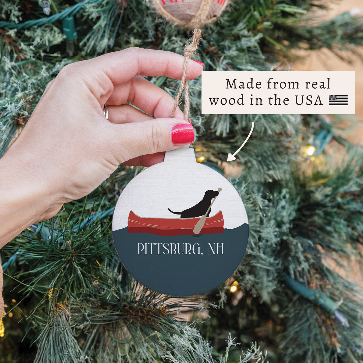 Dog Canoe Personalized Ornament