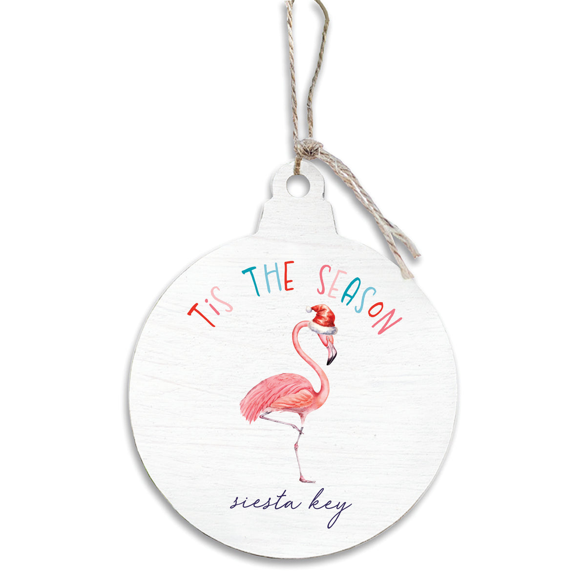 Flamingo Tis The Season Personalized Ornament
