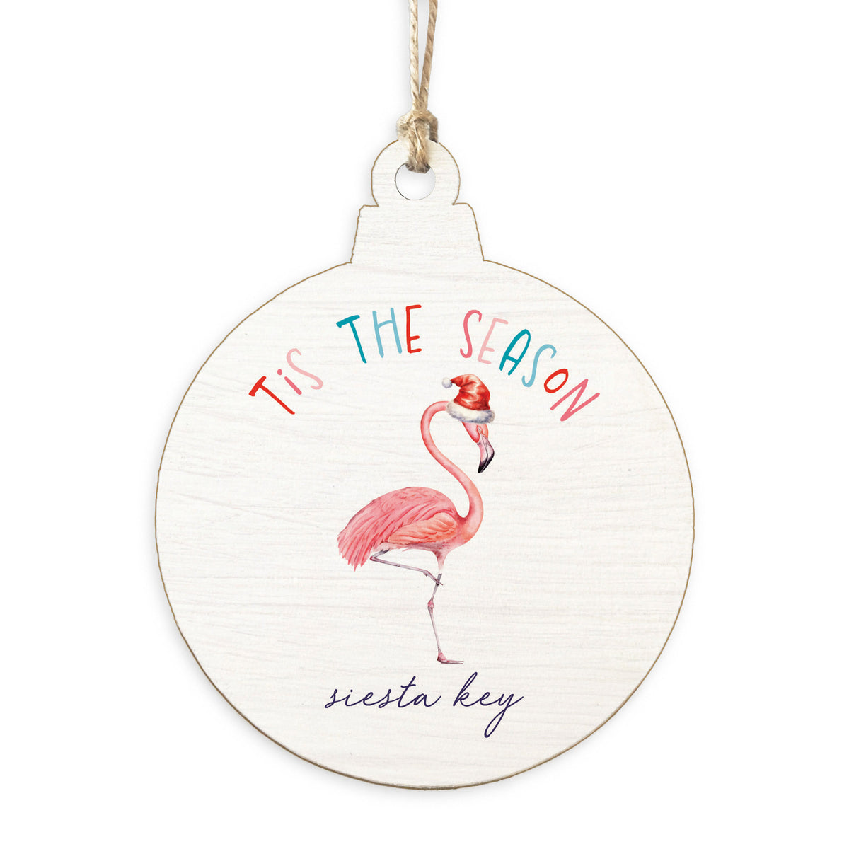 Flamingo Tis The Season Personalized Ornament