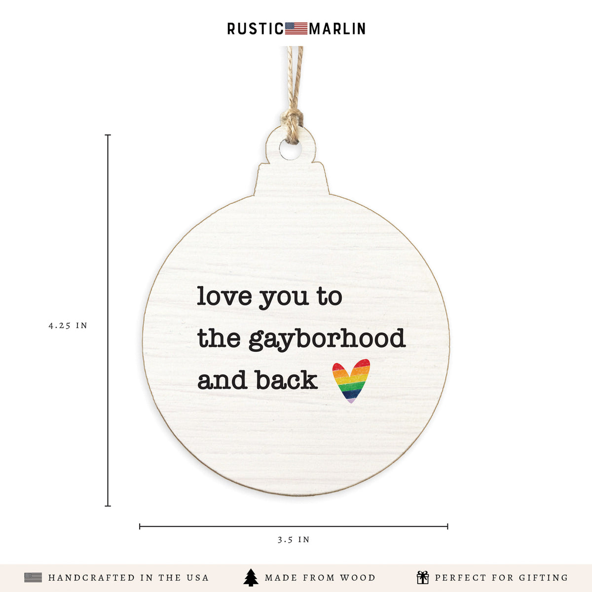 Love You To Rainbow Heart Personalized Ornament