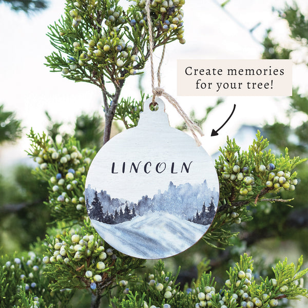 Snowy Mountains Personalized Ornament