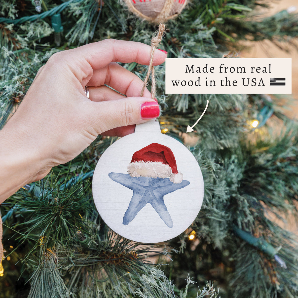 Santa Starfish Ornament