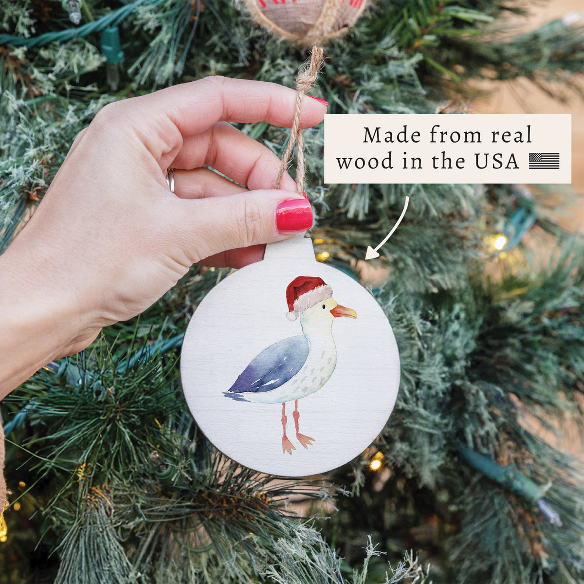 Santa Seagull Ornament