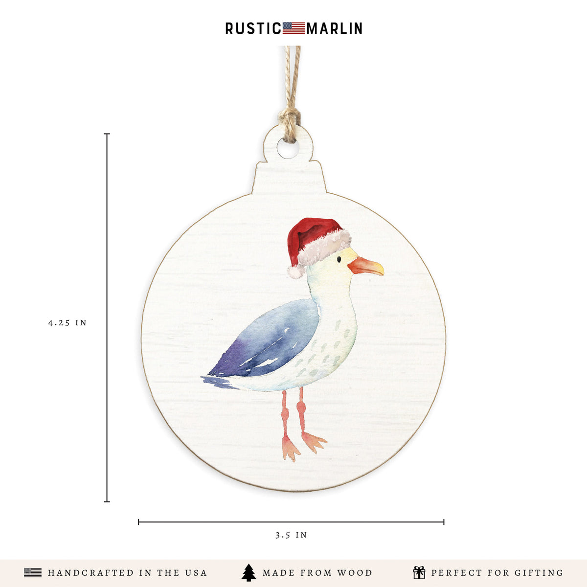 Santa Seagull Ornament