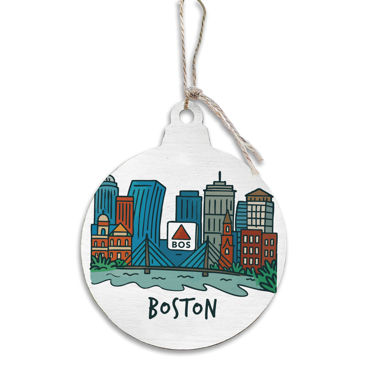 Boston City Wooden Ornament