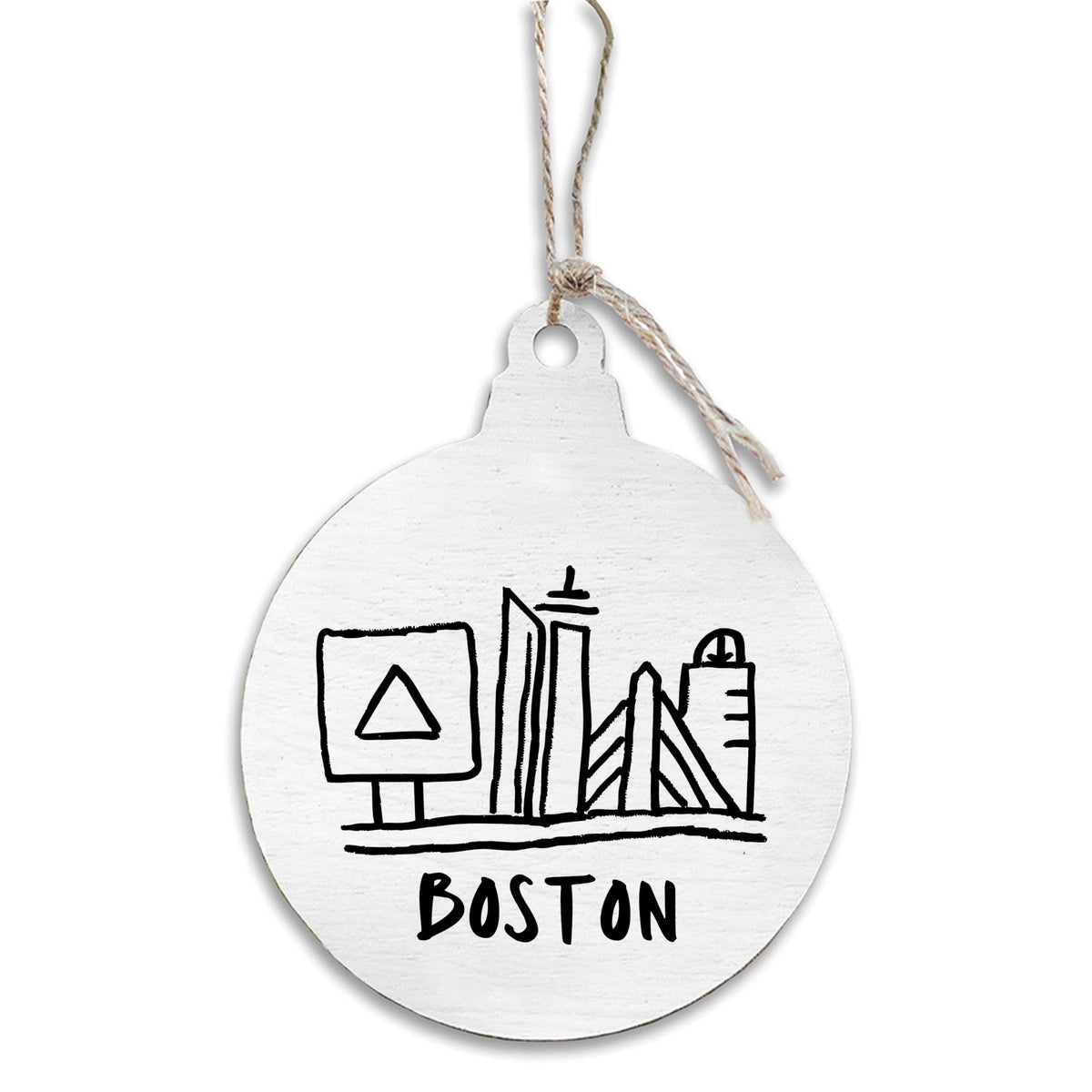 Boston City Outline Wooden Ornament
