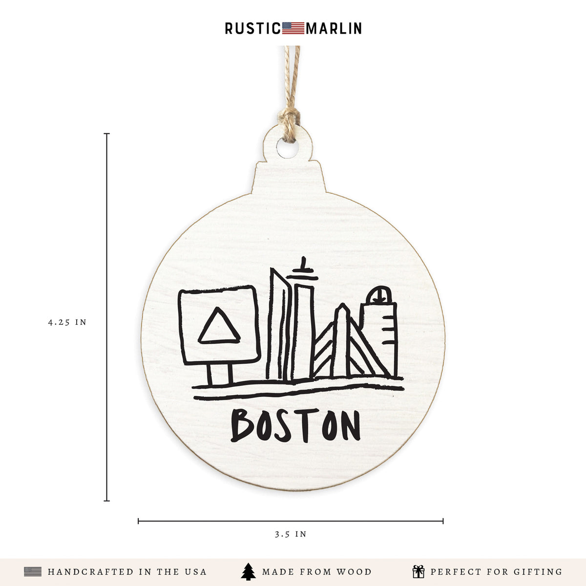 Boston City Outline Ornament