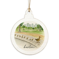 Boston Watercolor Ducklings Ornament