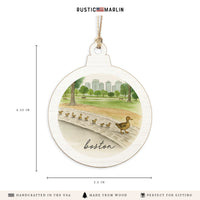 Boston Watercolor Ducklings Ornament