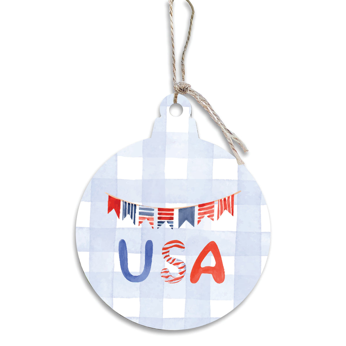 USA Circle Wooden Ornament