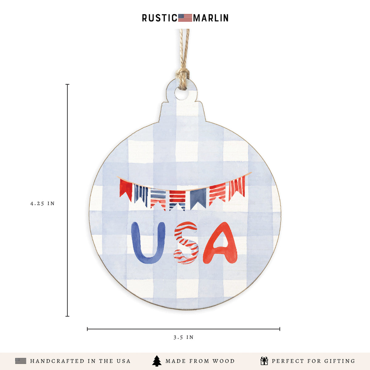 USA Gingham Ornament