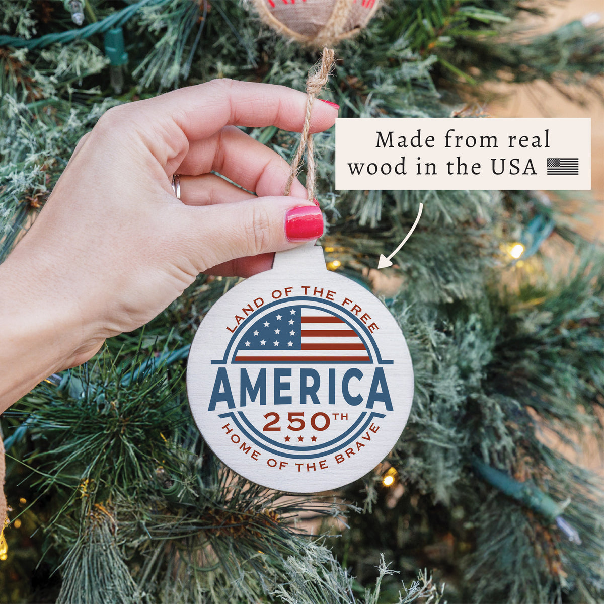 America 250 Land of The Free Ornament