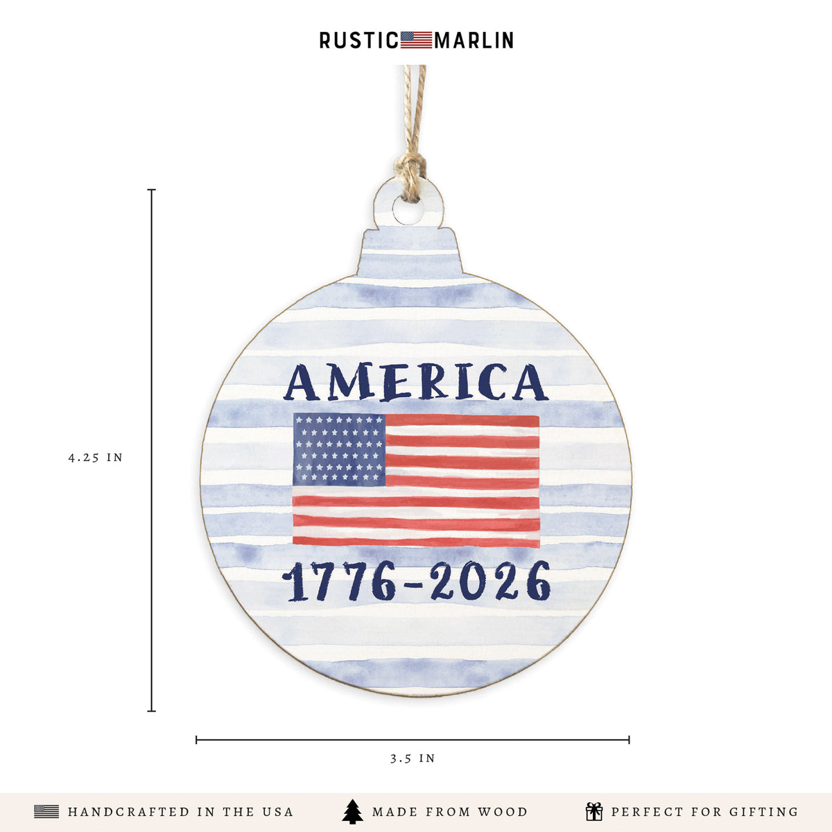 American Flag 1776-2026 Ornament