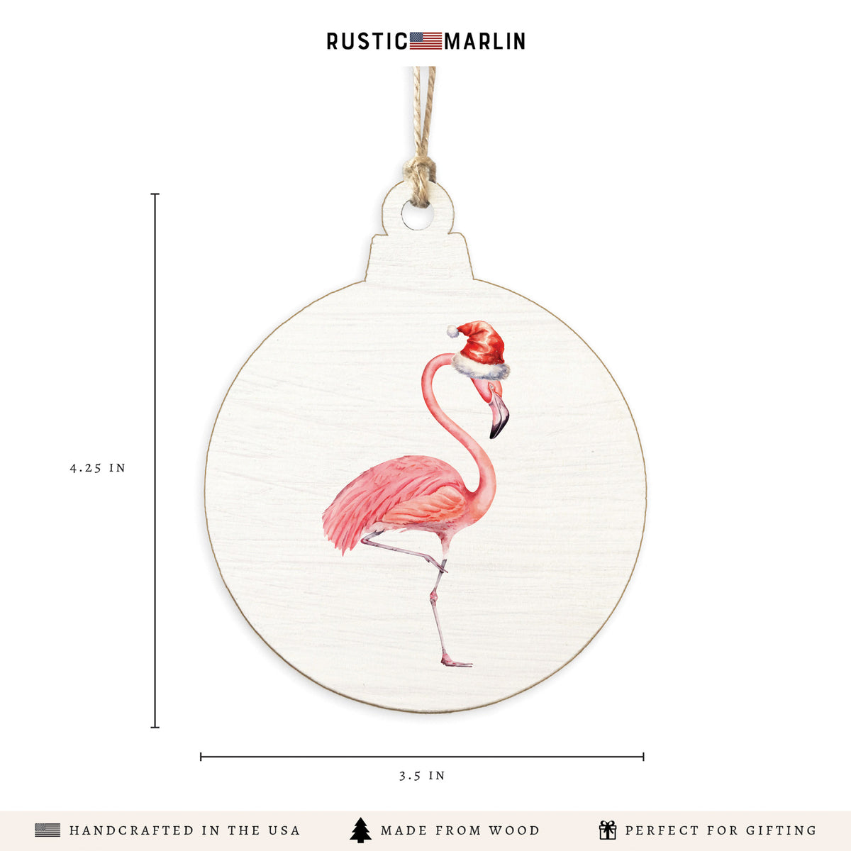Santa Flamingo Ornament